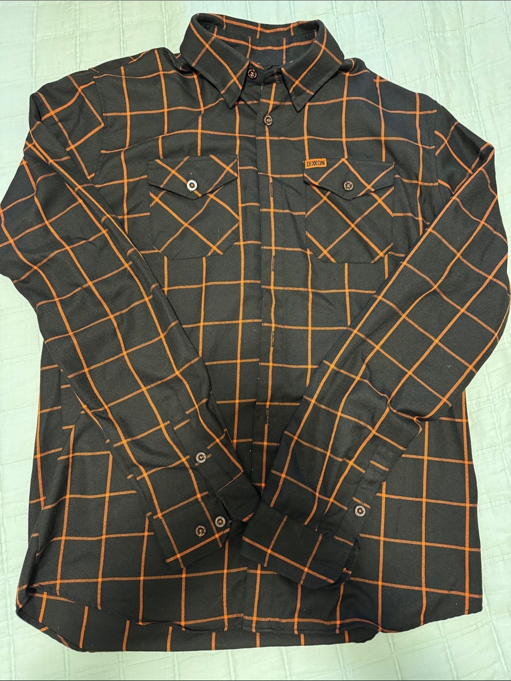 DIXXON Black Shirt with Orange Windowpane Plaid